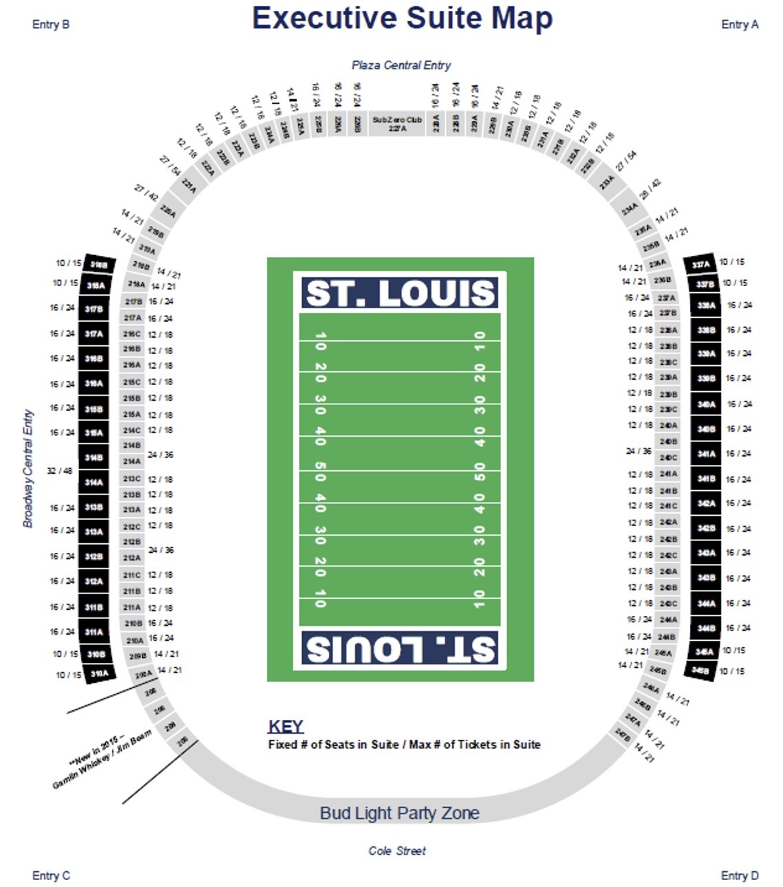 The Dome at America's Center / St. Louis Battlehawks Suite Map and Seating Chart